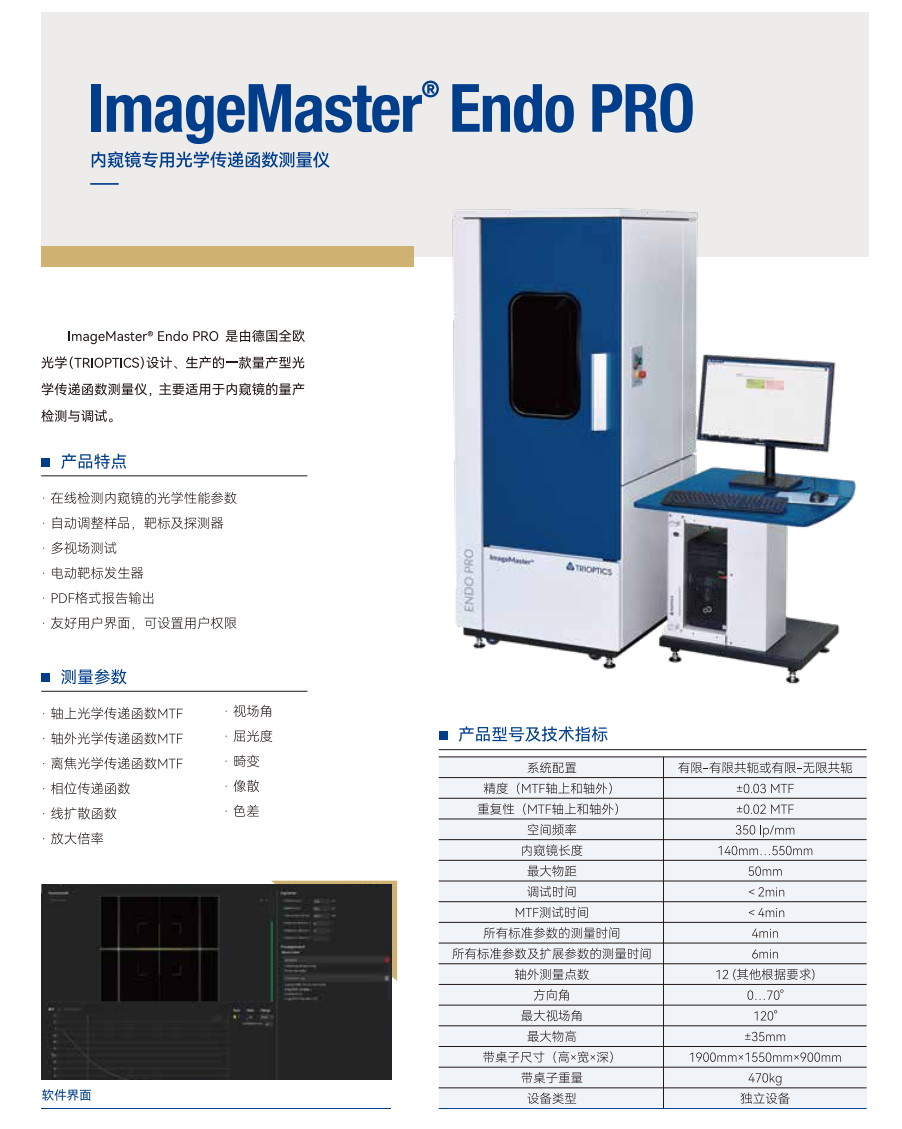 ImageMaster® Endo PRO内窥镜专用光学传递函数测量仪